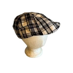 Granule Black White Plaid Driving Cabbie Newsboy Hat Cap Size Large